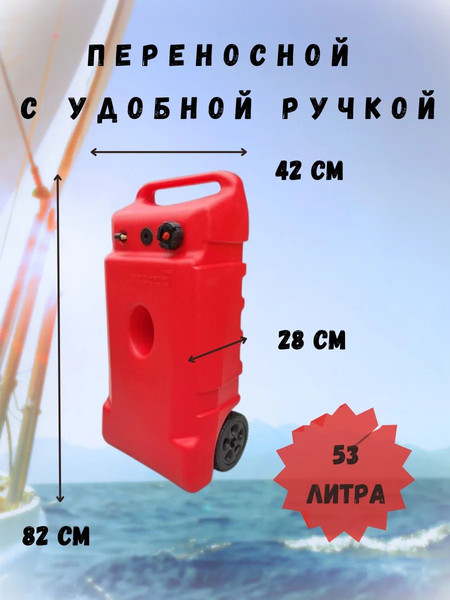 Изображение товара Топливный бак для лодочного мотора Ho Star Limited Коннектор и датчик уровня топлива на колесиках (53л)