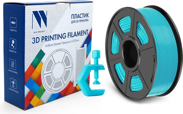 Изображение товара Пластик для 3D-печати NV Print NV-3D-PETG-CYAN (1.75мм, 1кг, Cyan)