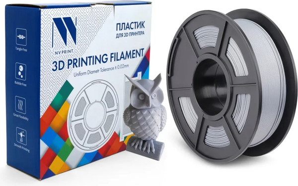 Изображение товара Пластик для 3D-печати NV Print NV-3D-PLA-P-SILVER (1.75мм, 1кг, серебристый)