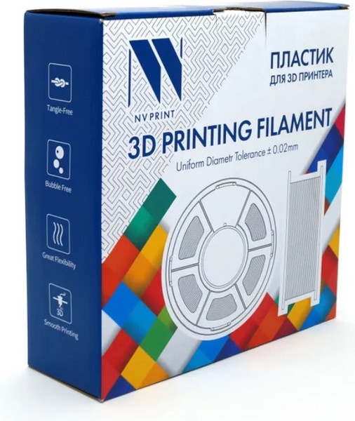 Изображение товара Пластик для 3D-печати NV Print NV-3D-PLA-P-SILVER (1.75мм, 1кг, серебристый)