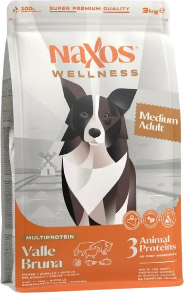 Изображение товара Сухой корм для собак Adragna Naxos Wellness Medium Adult говядина, буйвол и ягненок (3кг)