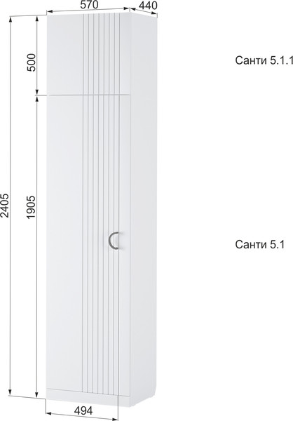 Изображение товара Шкаф-пенал Аквилон Санти №5.1 (белое сияние)