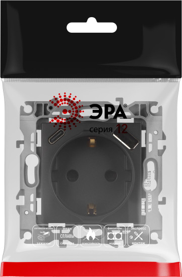 Изображение товара Розетка ЭРА 12-4108-05 / Б0067707 (антрацит)