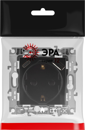 Изображение товара Розетка ЭРА 12-4108-06 / Б0067746 (черный)