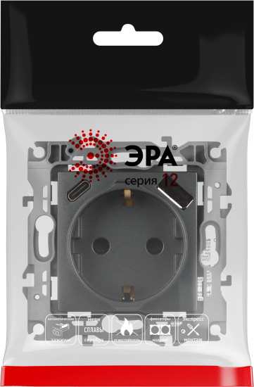 Изображение товара Розетка ЭРА 12-4108-12 / Б0067700 (графит)