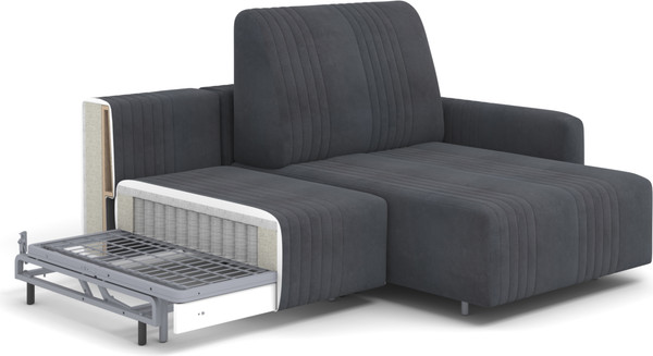 Изображение товара Диван угловой Rivalli Уолтер УП 1000 + 1000 (Paloma Iron/черный муар)