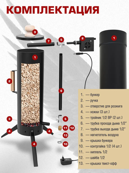 Изображение товара Дымогенератор для копчения Helicon Ворон New (20л)