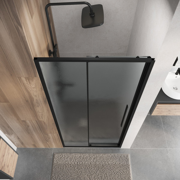 Изображение товара Душевая дверь Niagara Nova NG-84-L10CHB 100x195 (черный матовый/шиншилла стекло)