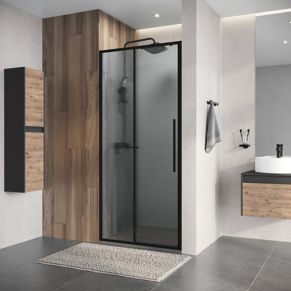 Изображение товара Душевая дверь Niagara Nova NG-84-L13CHB 130x195 (черный матовый/шиншилла стекло)