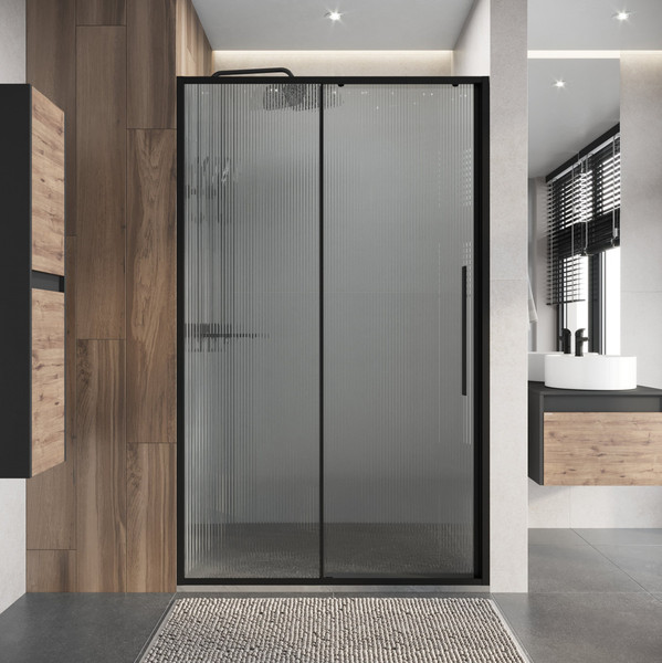 Изображение товара Душевая дверь Niagara Nova NG-84-L12FHB 120x195 (черный матовый/рифленое стекло)