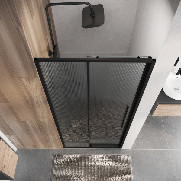 Изображение товара Душевая дверь Niagara Nova NG-84-L12FHB 120x195 (черный матовый/рифленое стекло)