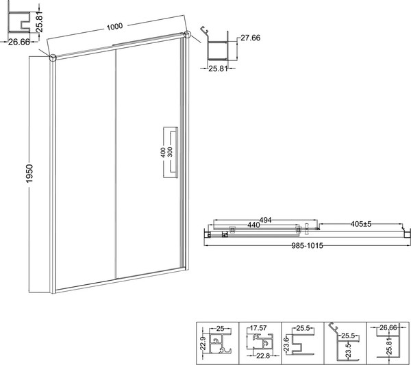 Изображение товара Душевая дверь Niagara Nova NG-34-10AGR 100x195 (графит/прозрачное стекло)