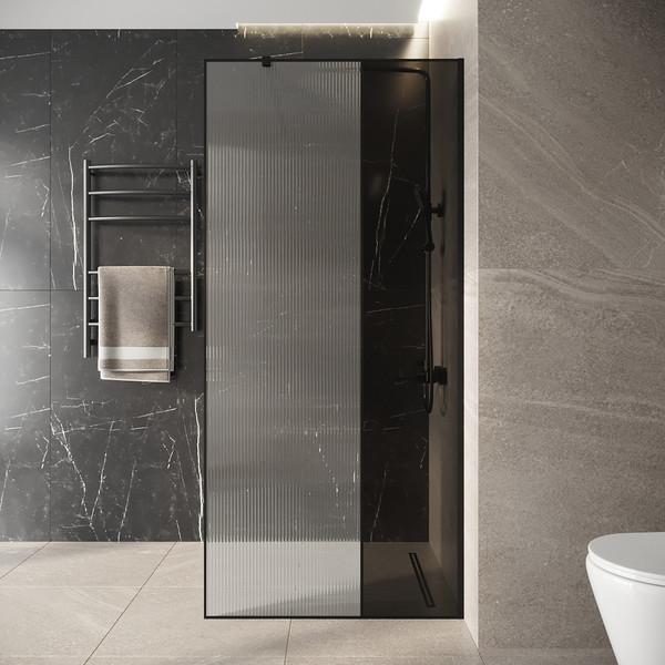Изображение товара Душевая стенка Niagara Nova NG-481-10FBLACK 100x200 (черный матовый/рифленое/тонированное стекло)