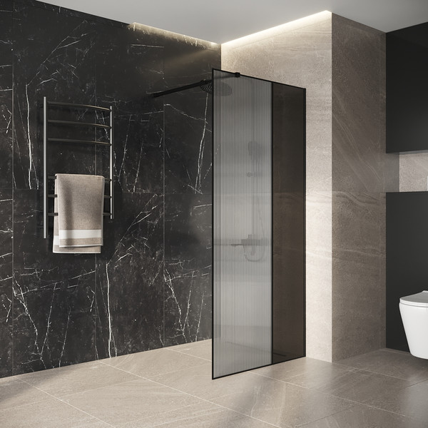 Изображение товара Душевая стенка Niagara Nova NG-481-12FBLACK 120x200 (черный матовый/рифленое/тонированное стекло)