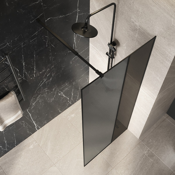 Изображение товара Душевая стенка Niagara Nova NG-481-12FBLACK 120x200 (черный матовый/рифленое/тонированное стекло)