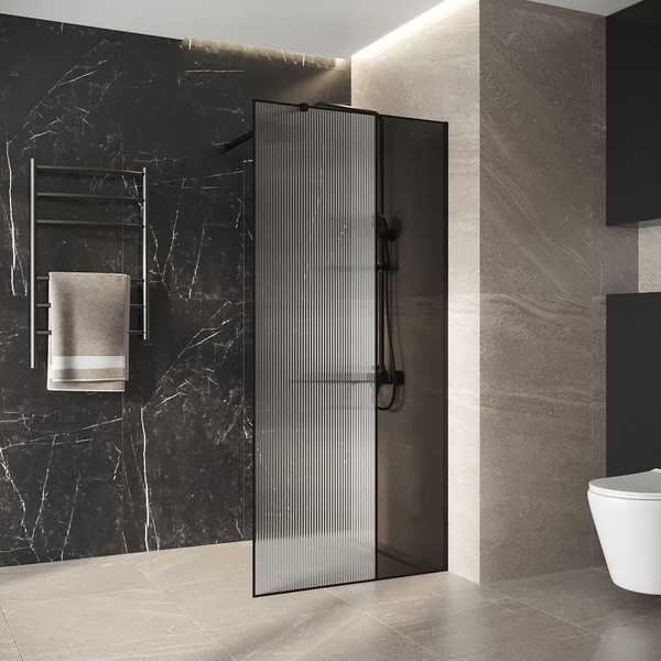 Изображение товара Душевая стенка Niagara Nova NG-481-90FBLACK 90x200 (черный матовый/рифленое/тонированное стекло)