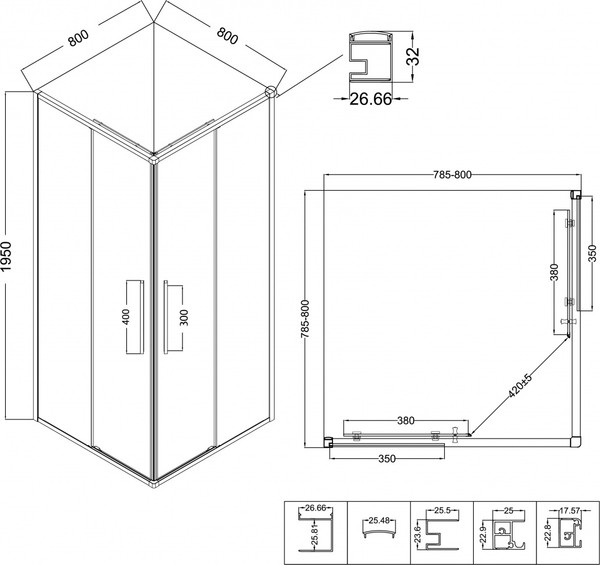 Изображение товара Душевой уголок Niagara Nova NG-4622-34 80x80x195 (хром/рифленое стекло)