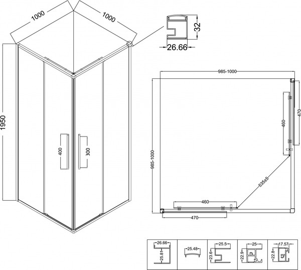 Изображение товара Душевой уголок Niagara Nova NG-4624-34 100x100x195 (хром/рифленое стекло)