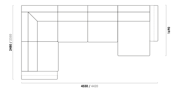 Изображение товара Диван П-образный Rivalli Уолтер ШП 1000 + 1000 + оттоманка + угловая секция + 1000 (Elle Blonde/черный муар)