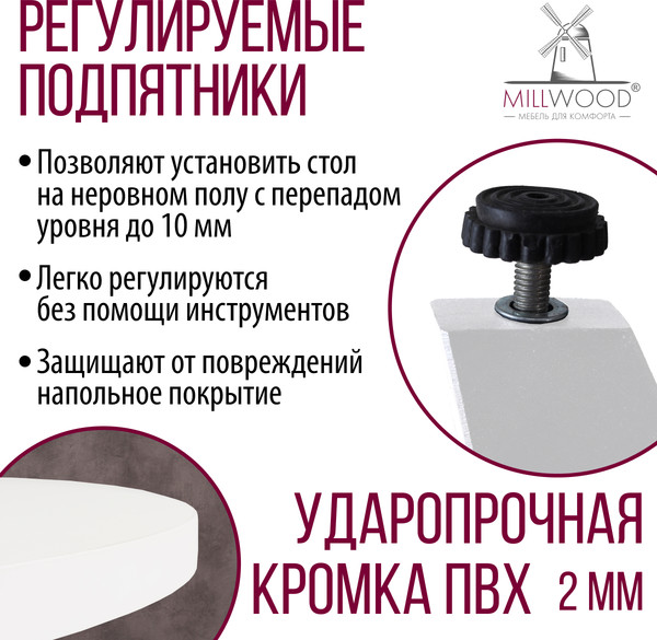 Изображение товара Обеденный стол Millwood Женева 2 D1200 120x120x75 (белый/металл белый)