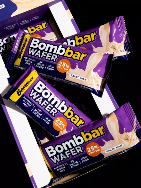 Изображение товара Набор протеиновых батончиков Bombbar Топленое молоко с молочно-ореховой пастой (20x32г)