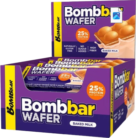 Изображение товара Набор протеиновых батончиков Bombbar Топленое молоко с молочно-ореховой пастой (20x32г)