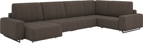 Изображение товара Диван П-образный Rivalli Уолтер ШП 1000 + 1000 + оттоманка + угловая секция + 1000 (Charlie Chocolate/черный муар)