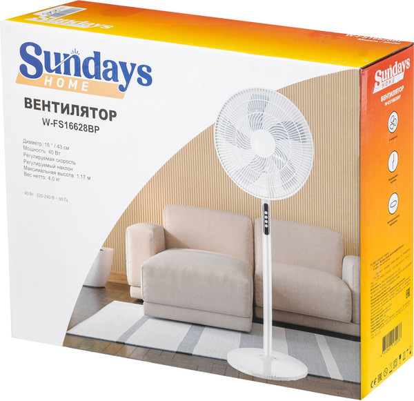 Изображение товара Вентилятор Sundays Home W-FS16628BP (белый)