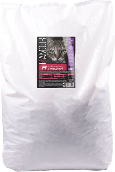Изображение товара Сухой корм для кошек L'amour с говядиной (10кг)