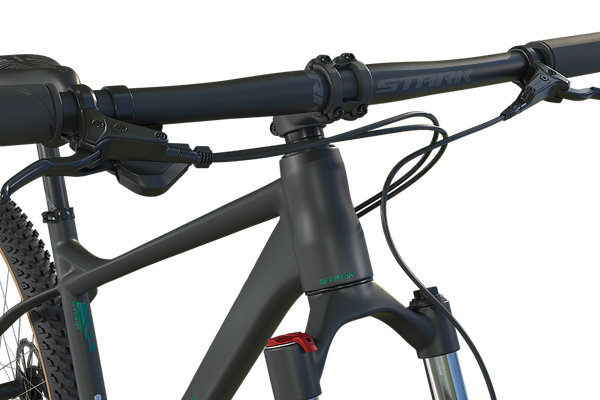 Изображение товара Велосипед STARK 25 Hunter 27.2 (L/19, черный матовый/сине-изумрудный)