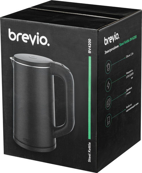 Изображение товара Электрочайник Brevio Steel Kettle BV4200 (черный)