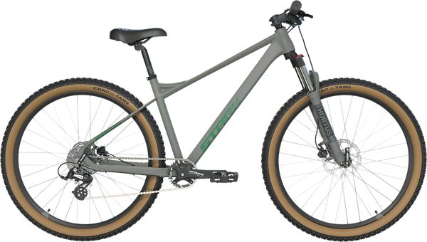 Изображение товара Велосипед STARK 25 Hunter 29.2 (S/16, серый матовый/зеленый, разобранный, в коробке)
