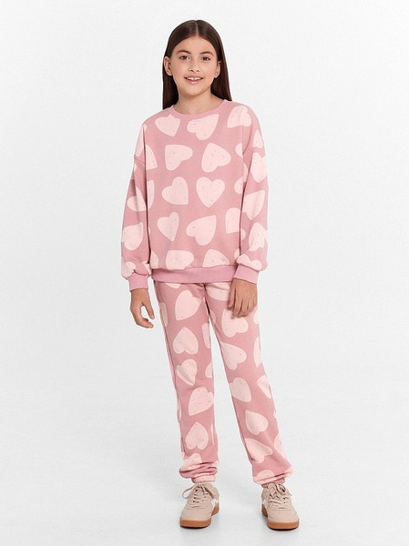 Изображение товара Штаны детские Mark Formelle 187834 (р.104-56, сердечки на пыльно-розовом)