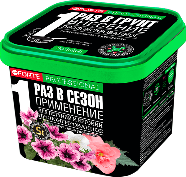 Изображение товара Удобрение Bona Forte Гранулир. пролонгир. д/петуний и бегоний с биодоступным кремнием (1л)