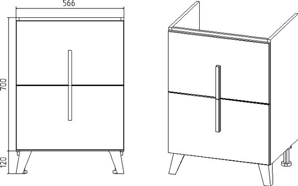 Изображение товара Тумба под умывальник Viant Мюнхен Como 60 / VMUN60COBEL-T2Y (белый)