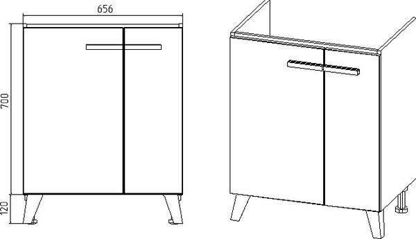 Изображение товара Тумба под умывальник Viant Мюнхен Como 70 / VMUN70COBEL-T2ST (белый)