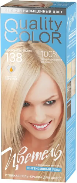 Изображение товара Гель-краска для волос Estel Quality Color Цветель тон 138 (115мл, бежевый блондин)