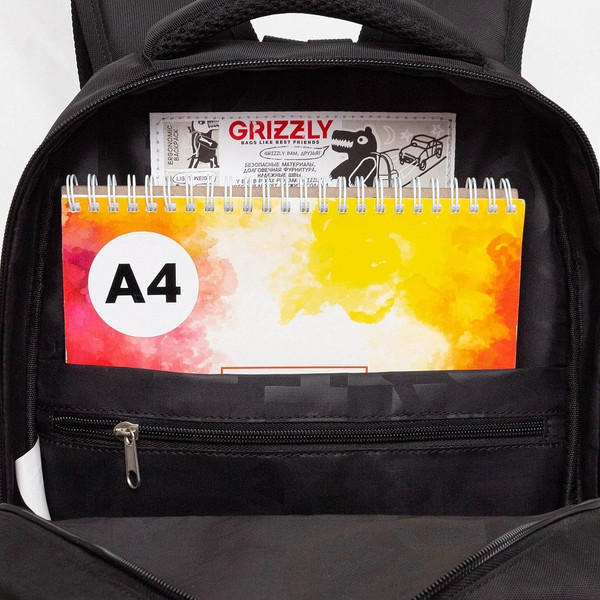 Изображение товара Школьный рюкзак Grizzly RB-553-2 (черный/голубой)