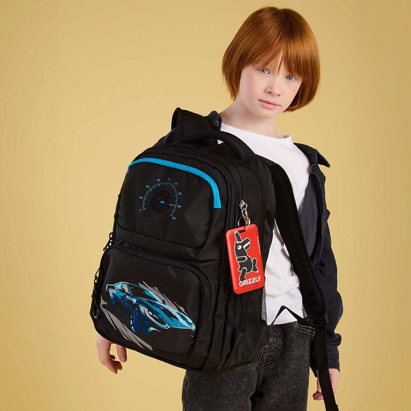 Изображение товара Школьный рюкзак Grizzly RB-553-2 (черный/голубой)