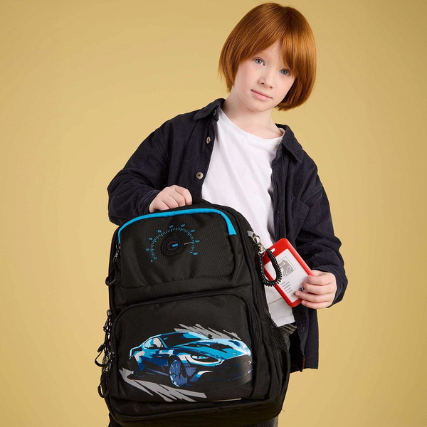 Изображение товара Школьный рюкзак Grizzly RB-553-2 (черный/голубой)