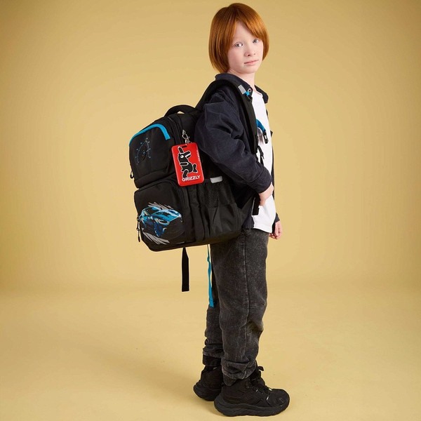 Изображение товара Школьный рюкзак Grizzly RB-553-2 (черный/голубой)
