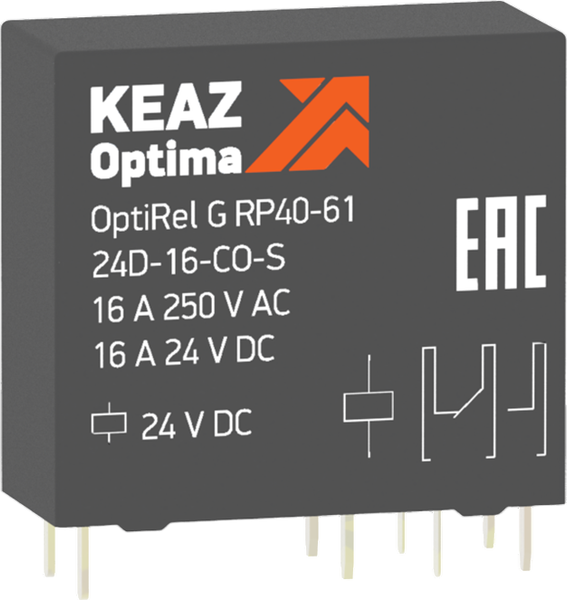 Изображение товара Реле промежуточное КЭАЗ OptiRel G RP40-61-24D-16-CO-S / 281036