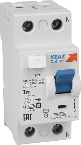 Изображение товара Устройство защитного отключения КЭАЗ 2п 40А 30мА OptiDin DМ63-2240 AC УХЛ4 / 254176
