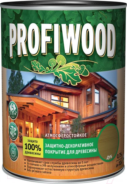 Изображение товара Защитно-декоративный состав Profiwood Для древесины (750мл, рябина)