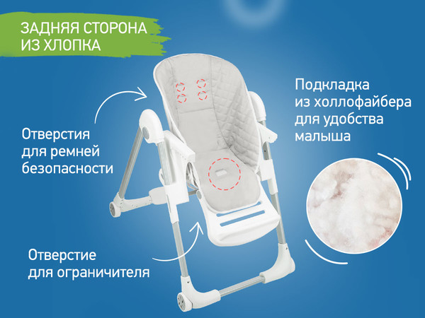 Изображение товара Вкладыш в стульчик для кормления ROXY-KIDS RCL-013WT (белый)
