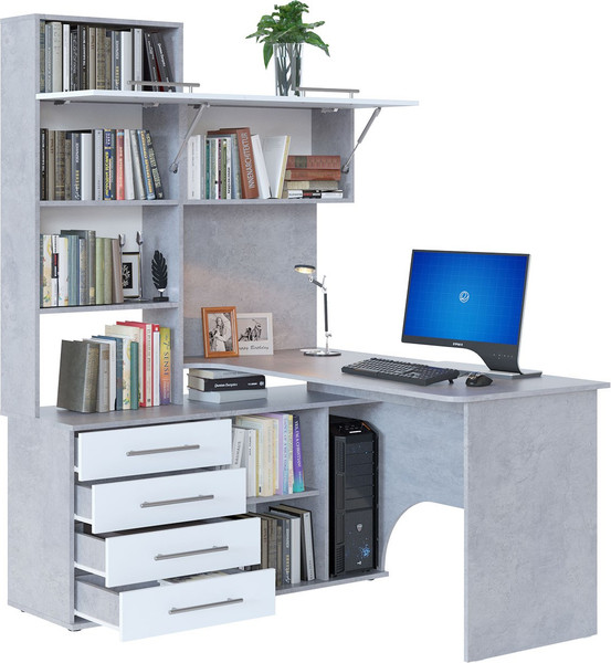 Изображение товара Компьютерный стол Сокол-Мебель КСТ-14.1Л (левый, бетон/белый)