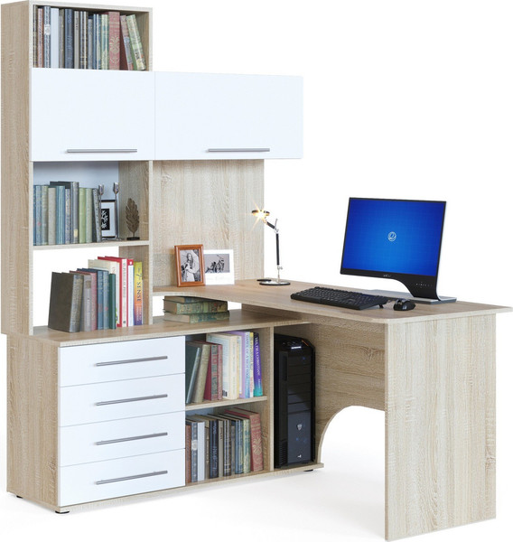 Изображение товара Компьютерный стол Сокол-Мебель КСТ-14.1Л (левый, дуб сонома/белый)