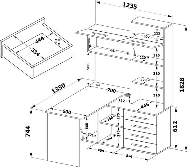 Изображение товара Компьютерный стол Сокол-Мебель КСТ-14.1П (правый, венге/беленый дуб)
