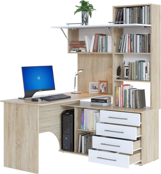 Изображение товара Компьютерный стол Сокол-Мебель КСТ-14.1П (правый, дуб сонома/белый)