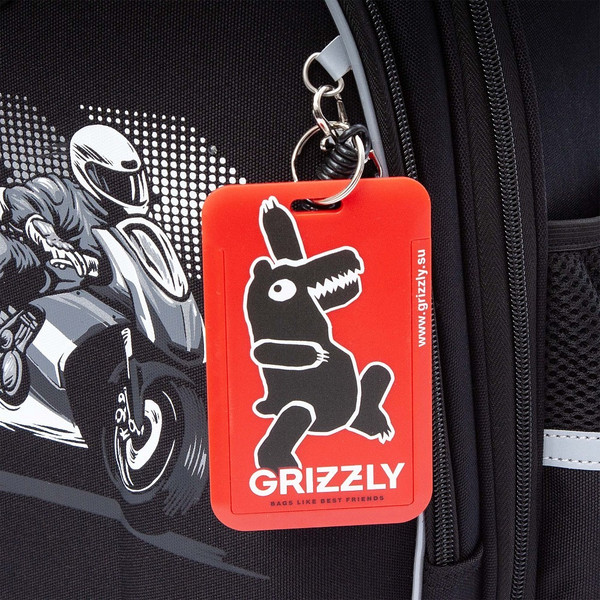 Изображение товара Школьный рюкзак Grizzly RAz-587-15 (черный/белый)